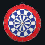 Kartong: vit, Royal blå och röd Piltavla<br><div class="desc">Vitt,  Royal blått och RT-Färgad Dart Board Game,  inklusive 6 brassmördare</div>