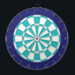 Kartong: Vit, turkos och marinblå Darttavla<br><div class="desc">Vitt,  turkos och marint Färgad Dart Board Game,  inklusive 6 Brass Darts</div>