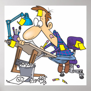 Kartoonist på arbetet poster