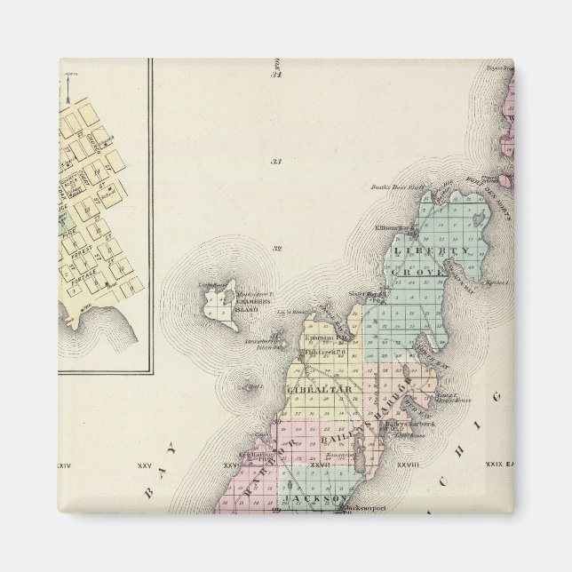 Kartor i Door County, Sturgeon Bay och Jenny Magnet (Framsidan)