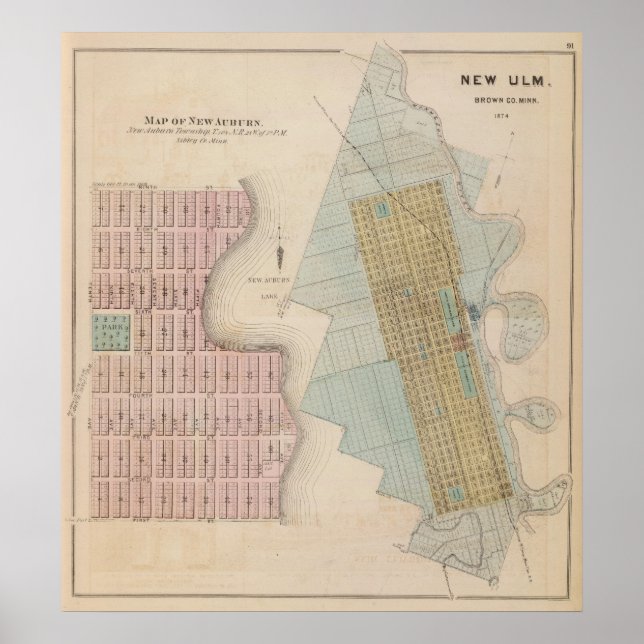 Kartor i New Auburn, Minnesota Poster (Framsidan)