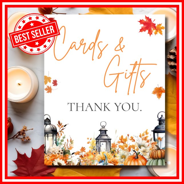 KARTOR OCH GIFTS LÅNGPumpkin Baby Shower SIGN Poster (CARDS AND GIFTS Sign A Little Pumpkin is on the Way Fall Autumn Baby Shower )