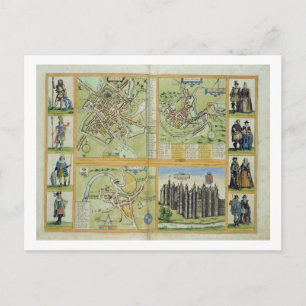 Kartor of York, Shrewsbury, Lancaster och Richmond Vykort