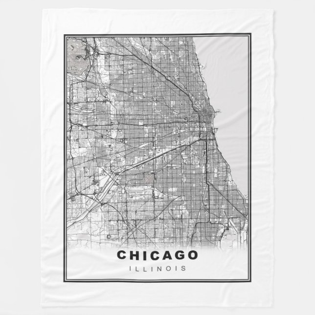 Kartor över Chicago Fleecefilt (Framsidan)