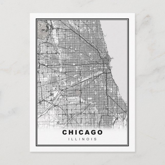 Kartor över Chicago Vykort (Framsida)