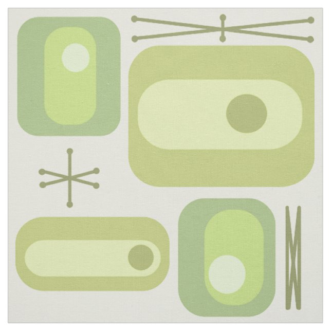 Kartreuse för Retro Atomic Age Shapes Tyg (Provkarta)