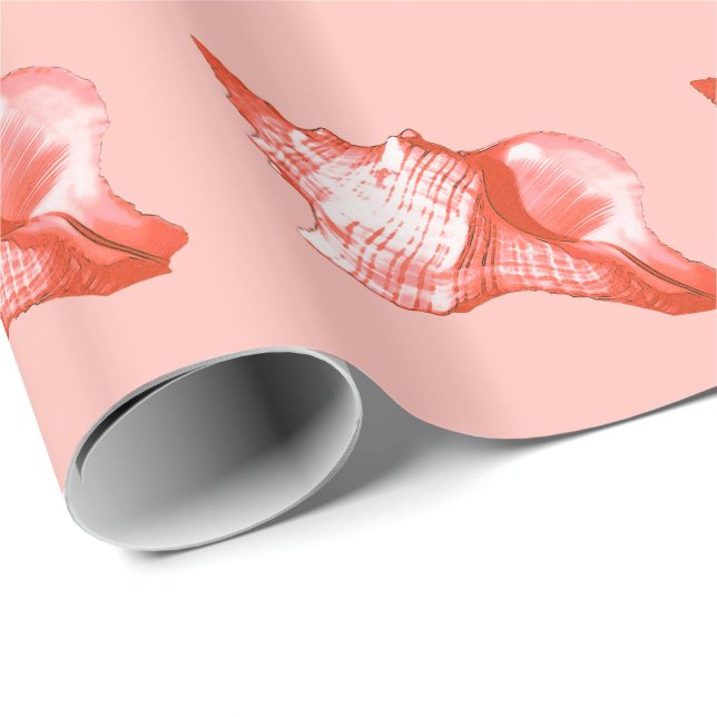 Kartskiss över snäckan - korall, snäckans rosa och presentpapper (Rullad Hörn)