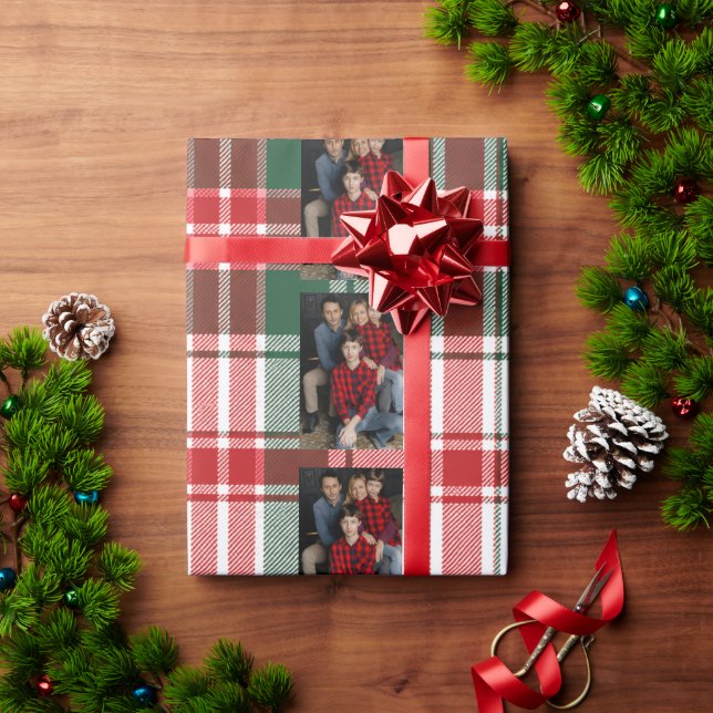 Karu glad jul familjefoto presentpapper (Julgåva)