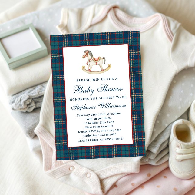 Karuell Jul Gunghäst Bebis Bebis Shower Plaid Vint Inbjudningar (Skapare uppladdad)