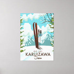 Karuizawa Japan Skiing-reseaffisch Canvastryck