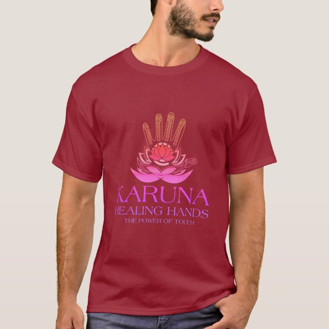 Karuna Healing Händer Massage Therapy & Reiki T Shirt (Framsida)
