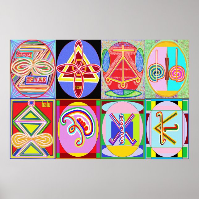 KARUNA REIKI = Alla 8 symboler Poster (Framsidan)
