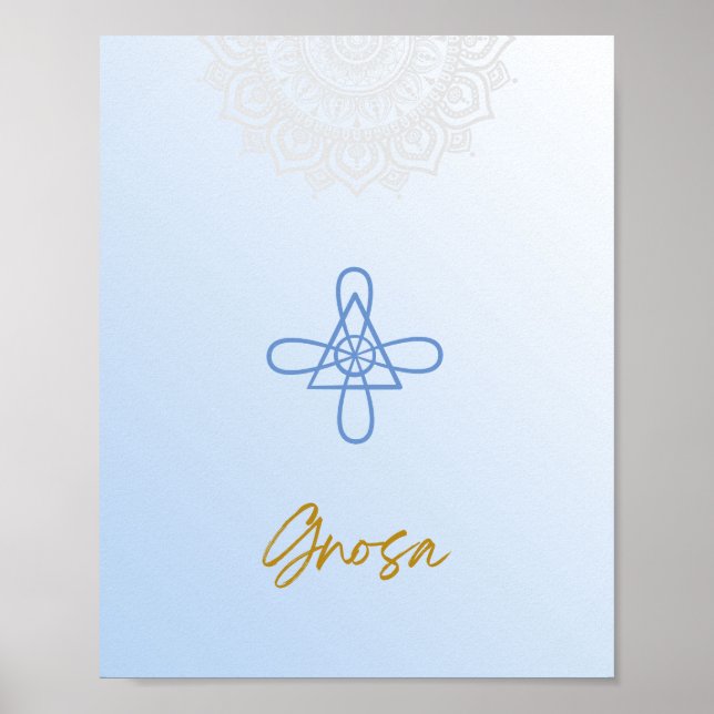 Karuna Reiki Gnosa Mandala Himlar Blue Poster (Framsidan)