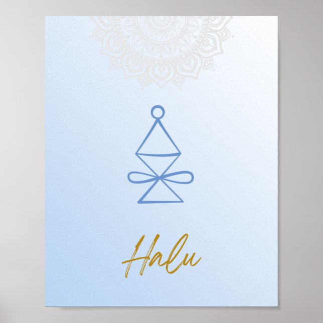 Karuna Reiki Halu Mandala Himlar Blue Poster (Framsidan)