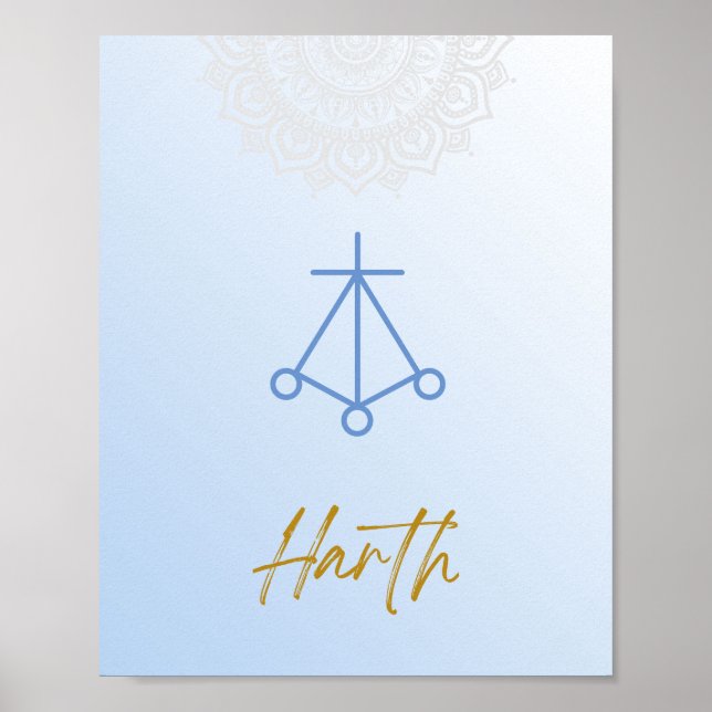 Karuna Reiki Harth Mandala Himlar Blue Poster (Framsidan)