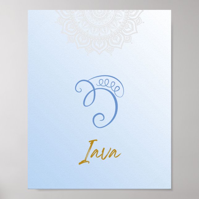 Karuna Reiki Iava Mandala Himlar Blue Poster (Framsidan)