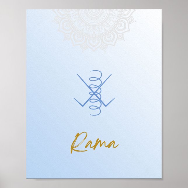 Karuna Reiki Rama Mandala Himlar Blue Poster (Framsidan)