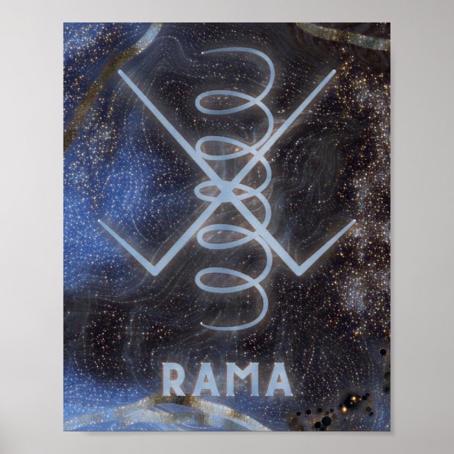 Karuna Reiki Rama Star Marble Blue Poster (Framsidan)