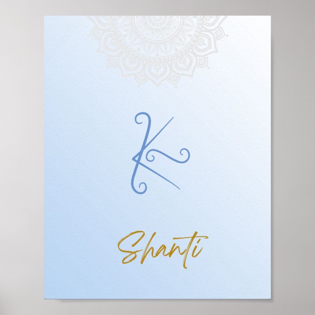 Karuna Reiki Shanti Mandala Himlar Blue Poster (Framsidan)