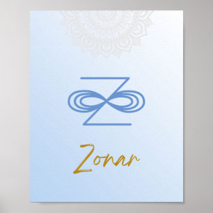 Karuna Reiki Zonar Mandala Himlar Blue Poster