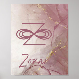 Karuna Reiki Zonar Ro Rosa Alcohål Bläck Glitter Poster
