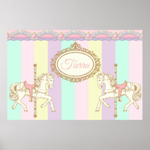 Karusell Bakgrund Cirkus Banner Rosa Poster