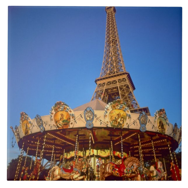 Karusell, Eiffeltornet, Paris, Frankrike Kakelplatta (Framsidan)