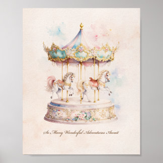 Karusellbarnkammarkonst Whimsical Karusell Poster