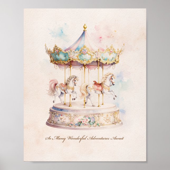 Karusellbarnkammarkonst Whimsical Karusell Poster (Framsidan)