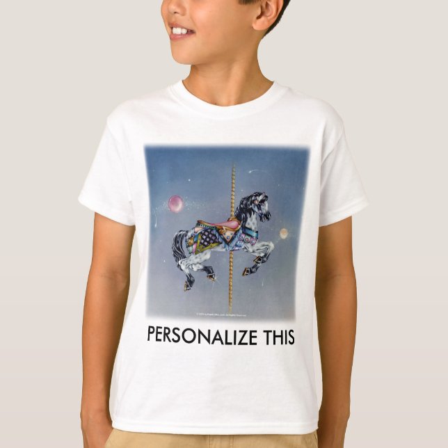 Karusellhäst, sötsaker - Grått Mare Carousel Horse T Shirt (Framsida)