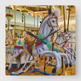 Karusellhästar Fyrkantig Klocka