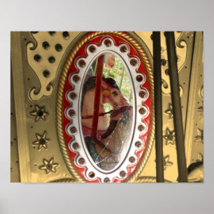 Karusellhästar i Spegel Sepia Partial Färg Poster