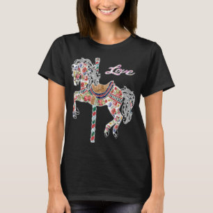 Karusellhästens vintage illustration av stil t shirt