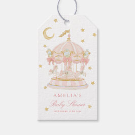 Karusellpresenttagg för baby shower med fantasiful presentetikett