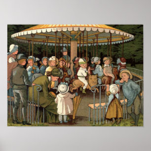 Karusellvintageillustrationen Poster