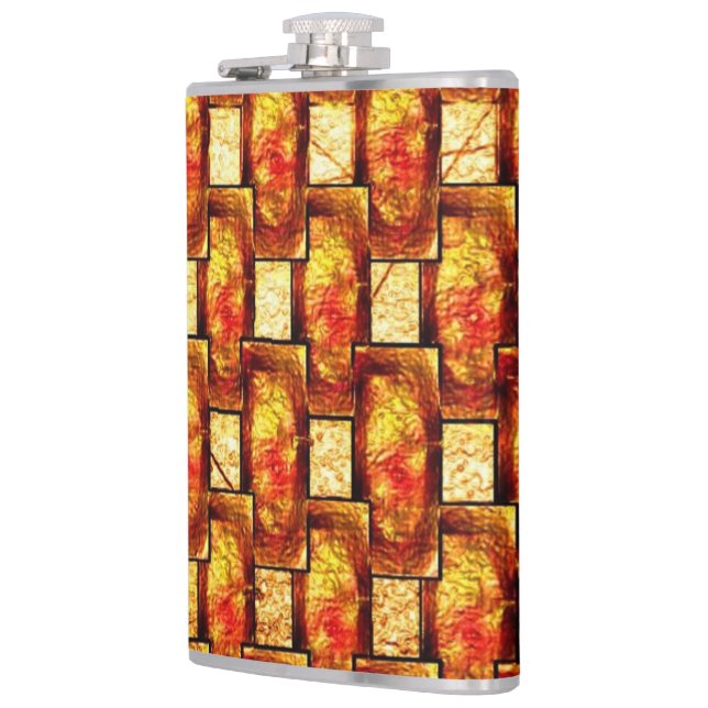 Karvat och nedfläckad brunorange, rektangulärt tal fickplunta (Vänster)