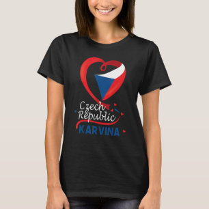 Karvina Czech Republic Heart Flagga Lejon Jacka av T Shirt