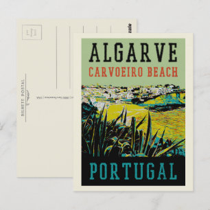 Karvoeiro-strandillustration Algarve Portugal Vykort