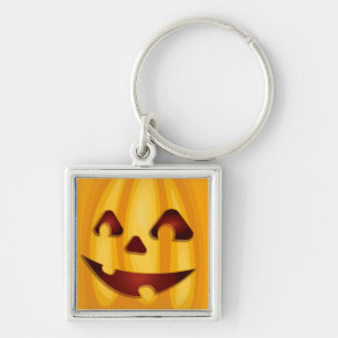 Karvpumpad pumpliknande Halloween-konstruktion Fyrkantig Silverfärgad Nyckelring