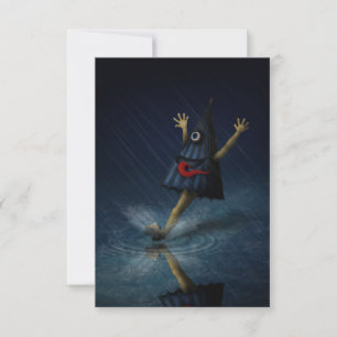 Kasa Obake Japansk paraplla Ghost Rainy Day Anteckningskort