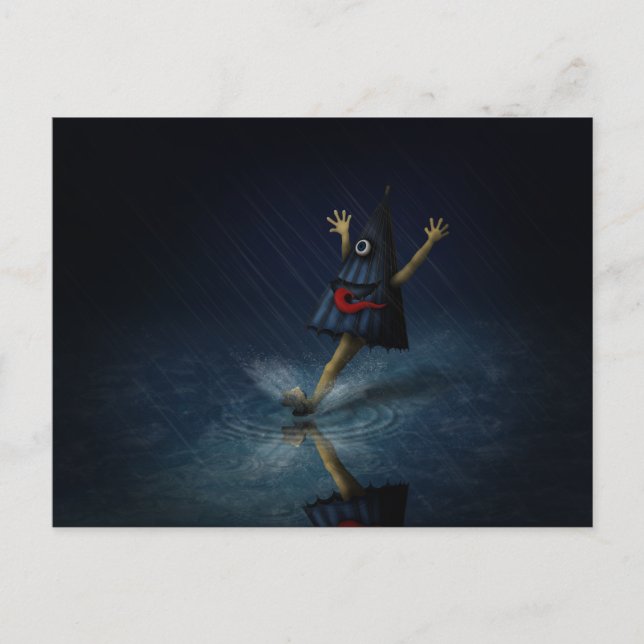 Kasa Obake Japansk paraplla Ghost Rainy Day Vykort (Framsida)