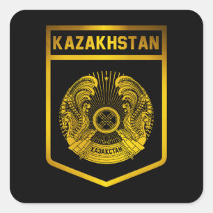 Kasakhstan Emblem Fyrkantigt Klistermärke