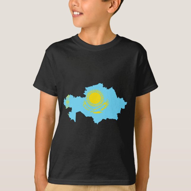 Kasakhstan flaggakarta t-shirt (Framsida)