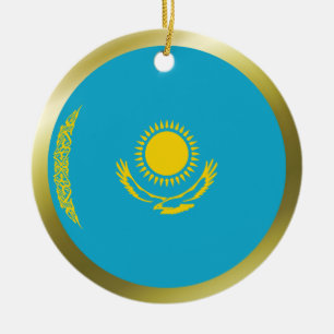Kasakhstan flaggaprydnad julgransprydnad keramik