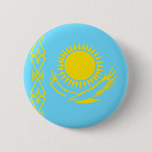 Kasakhstan högkvalitativ flagga knapp