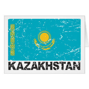 Kasakhstan vintageflagga hälsningskort