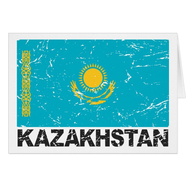 Kasakhstan vintageflagga hälsningskort (Framsidan Horizontal)
