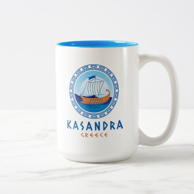 Kasandra, Grekland Grekisk fartygsdesign Två-Tonad Mugg (Höger)