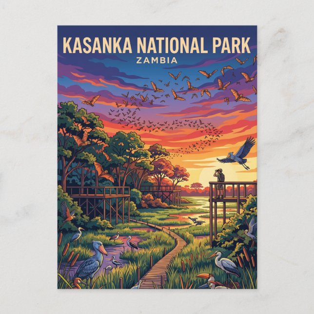 Kasanka nationalpark Zambia Vykort (Framsida)