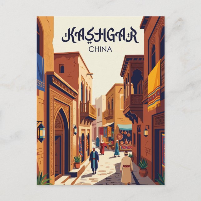 Kashgar Gamla Stad Kina Vykort (Framsida)